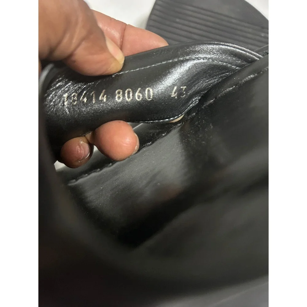 Hugo Boss Mens Black Leather Slides Made in Italy Sandals 18414 8060 Size 43
